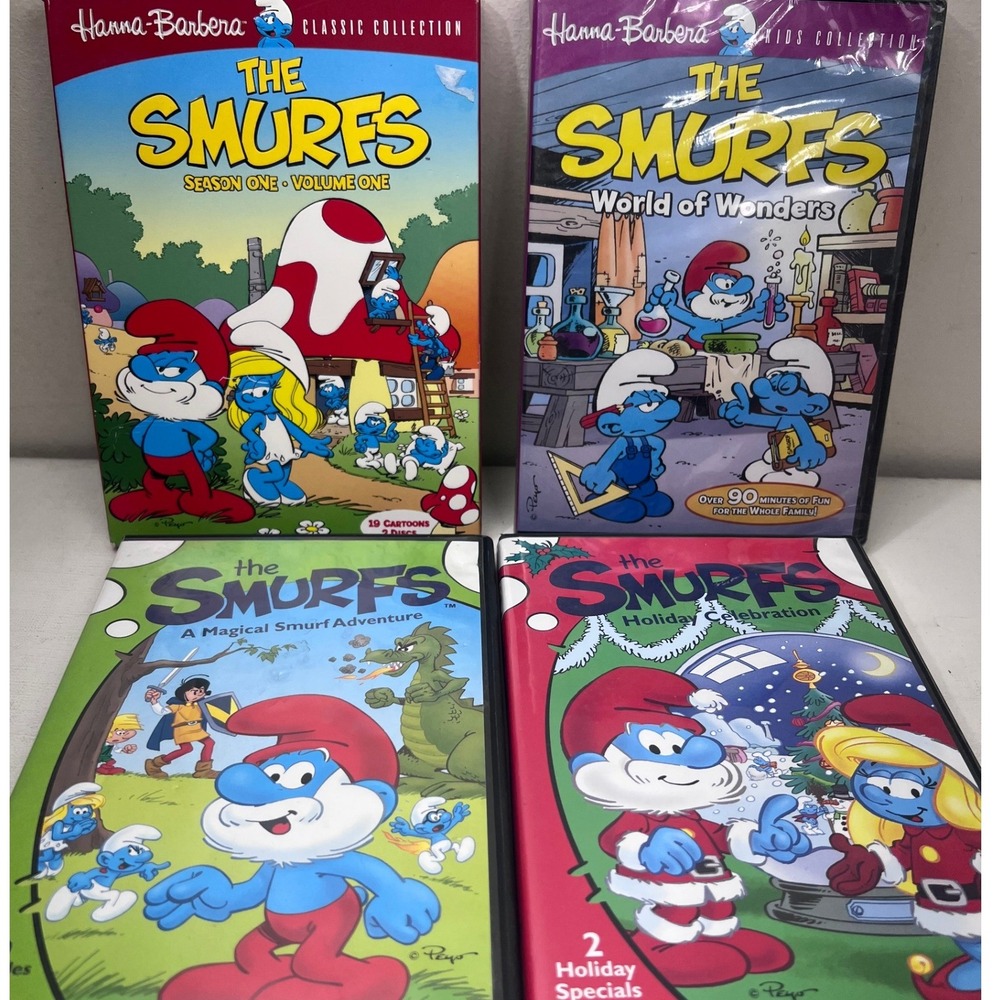 The Smurfs DVD Lot of 4 Season 1 Vol 1 Holiday‎ Celebration World of Wonders 80s
